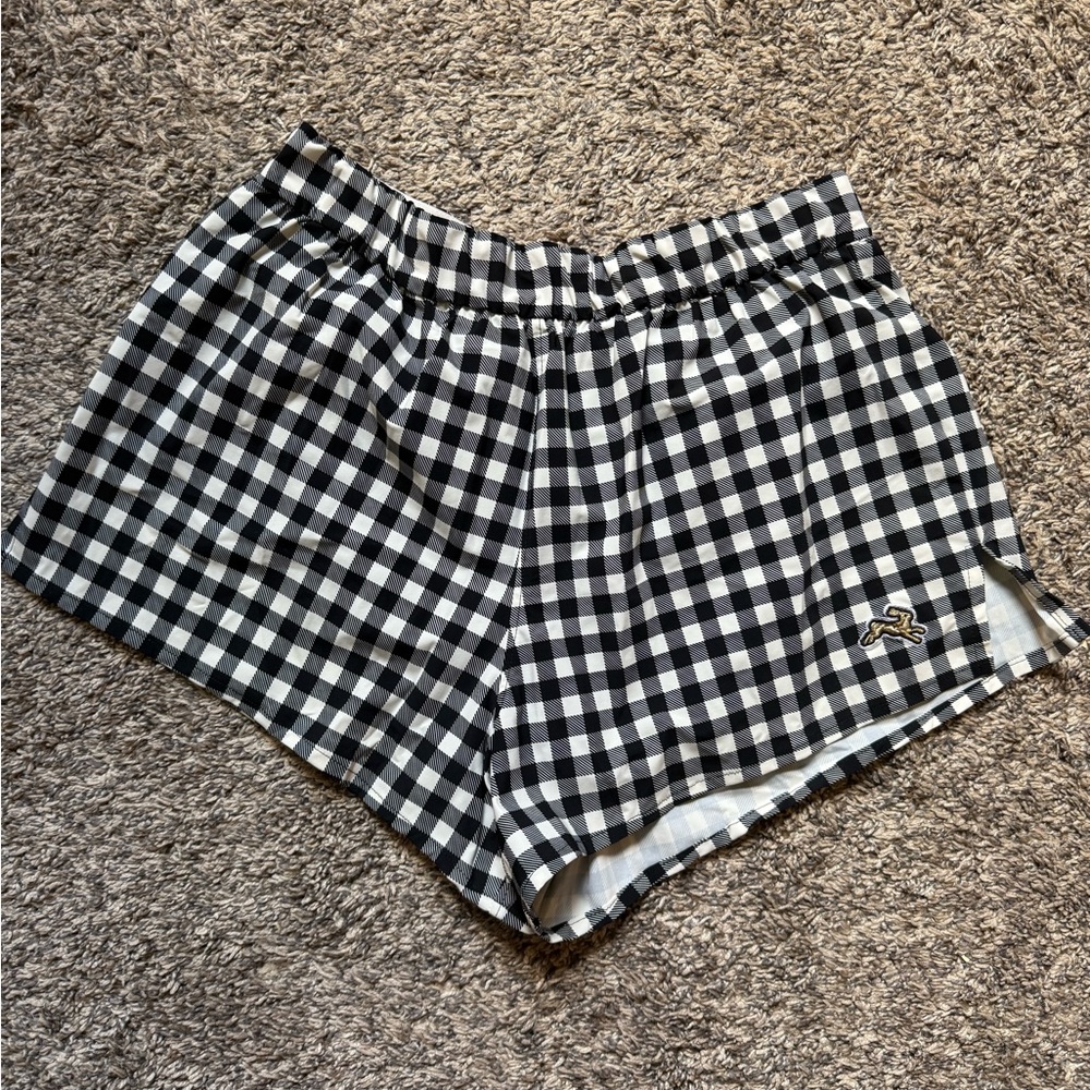Tracksmith Checkered Black and White Women's Shorts